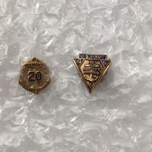 U.S.Navy 20 Years Civilian Service 10kGF& U.S Navy 4 Years Safety Awards screwBk